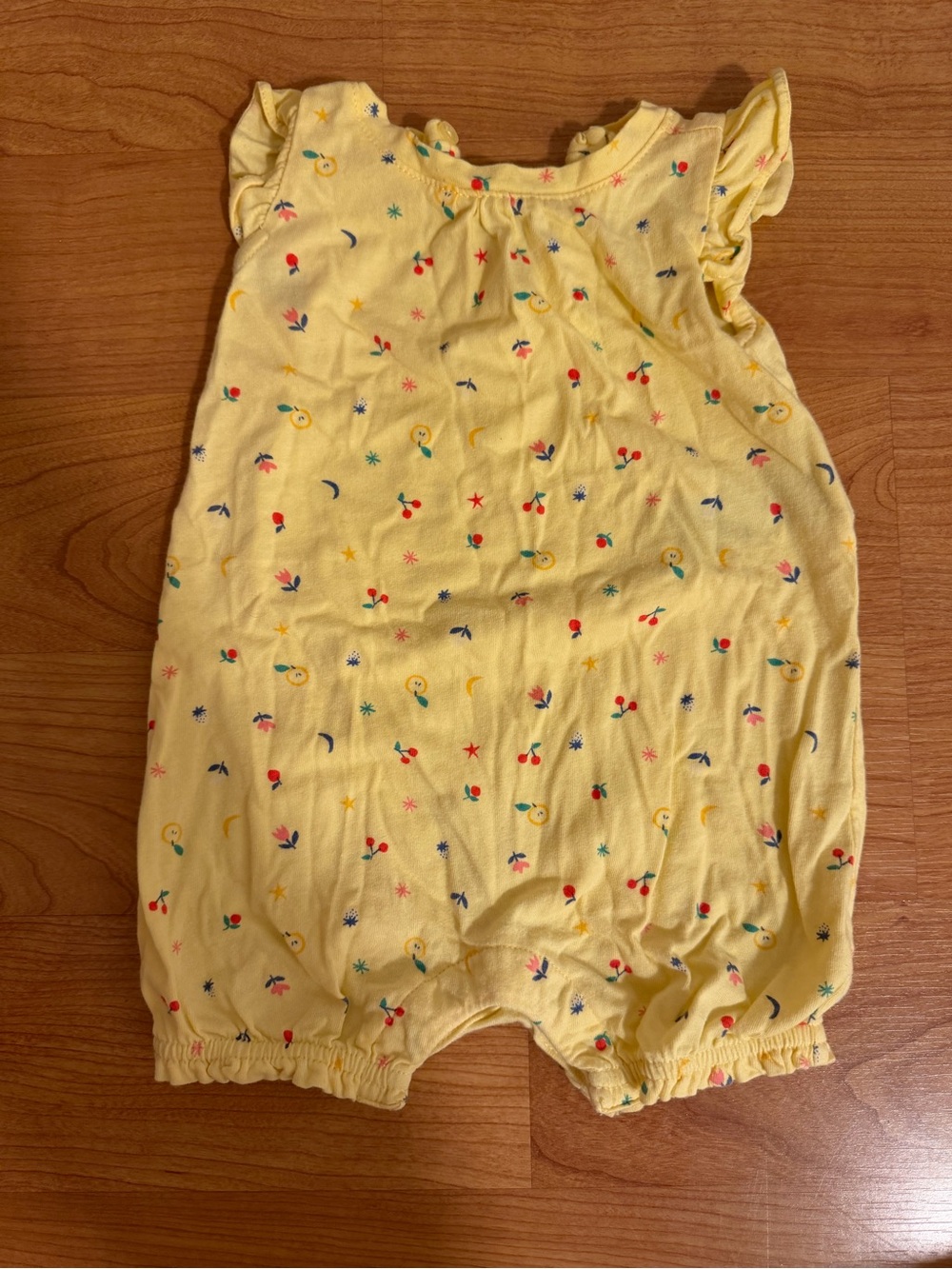 Gap Yellow Baby Romper with Tiny Fruit & Star Print